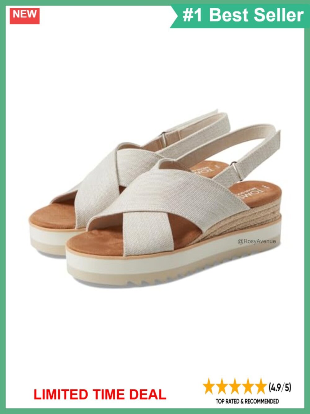 TOMS Diana Crossover Platform Sandals Yarn-Dyed Textile OrthoLite Wedge